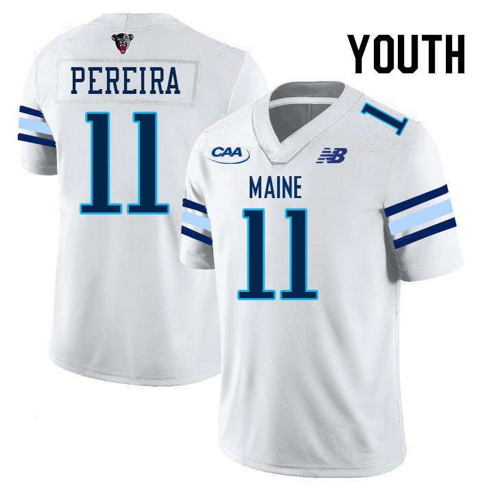 Youth #11 Ayden Pereira Maine Black Bears College Football Jerseys Stitched Sale-White
